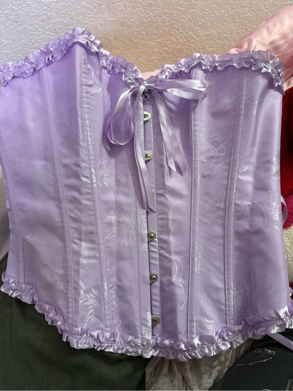 Lilac Satin Lace-Up Corset Top - Women's Intimates